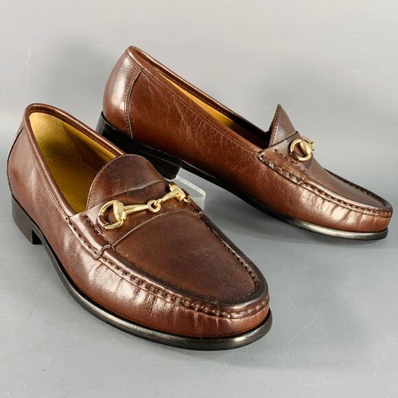 COLE HAAN Vintage Size 7 Ascot II Brown Gold Leather Horsebit Loafer Flats - Picture 1 of 10